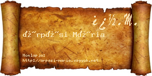 Árpási Mária névjegykártya